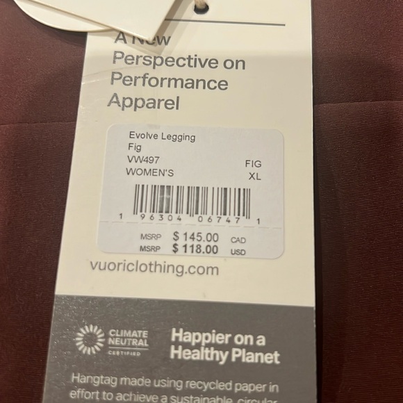 NWT VUORI Evolve Legging In FIG (maroon/wine) Size XL - Picture 5 of 5